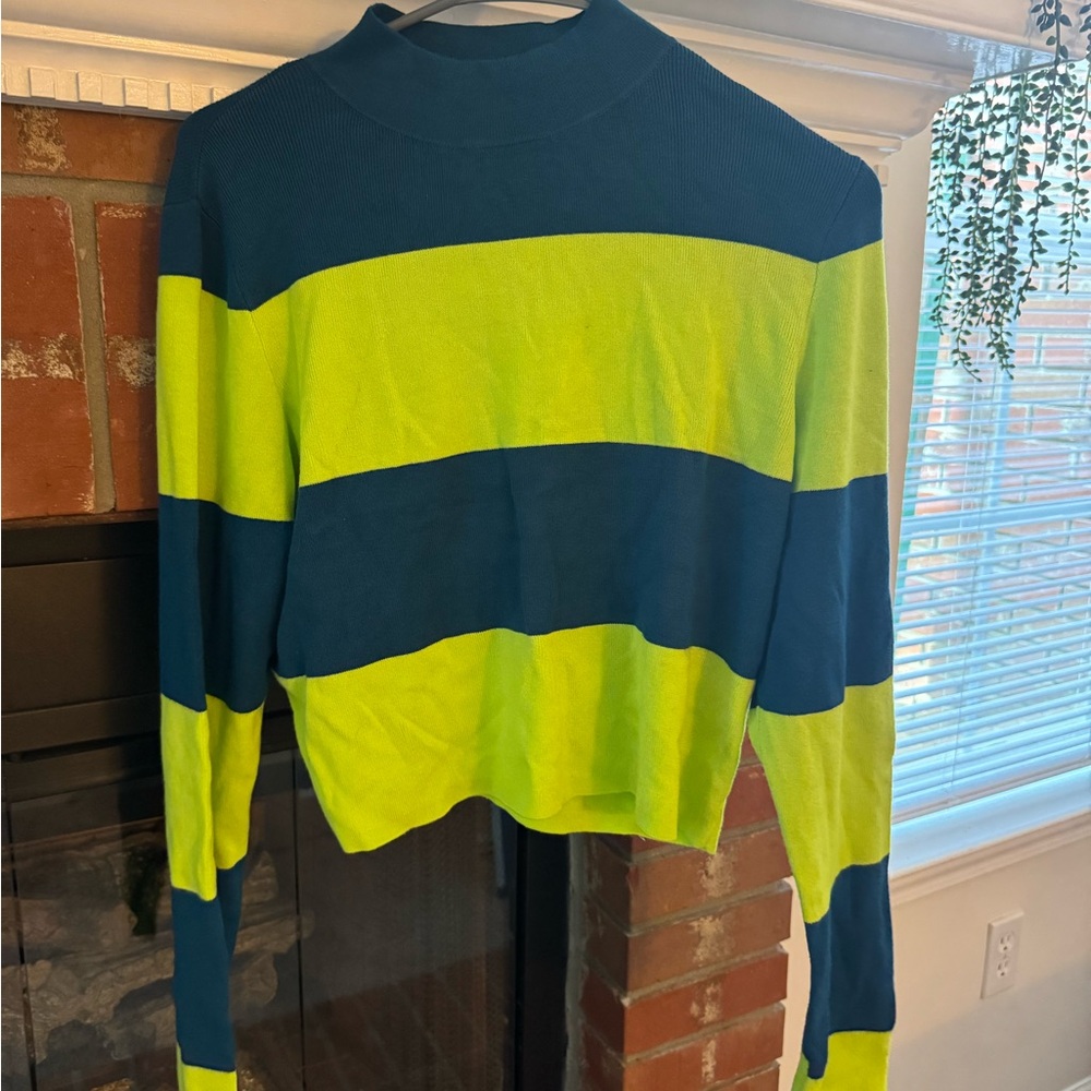 Victor glemaud Striped Blue and Green Sweater